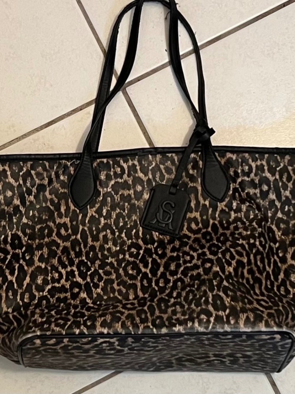Steve Madden Kimmy Leopard Print Faux Leather Tote Bag EUC